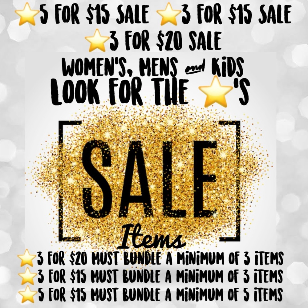 ⭐️Many of my items in my closet are on sale for $5
3 for $15 ⭐️